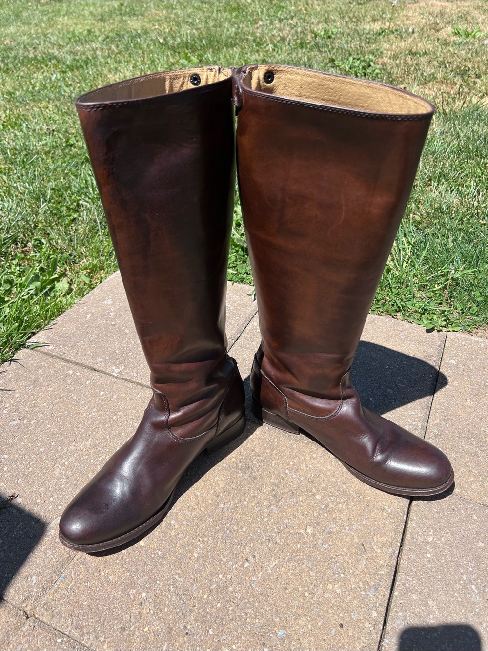Frye Melissa Button Back Zip Dark Brown Leather Riding Boots Size 7.5B - Picture 15 of 15
